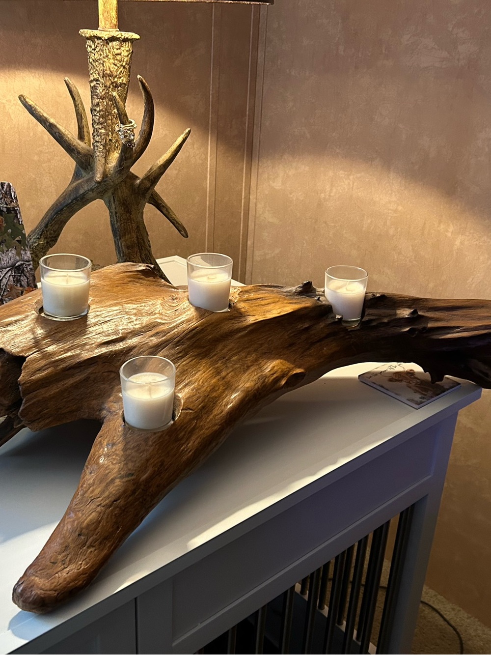 Handcrafted Natural Wood Votive Candle Holder - Brown